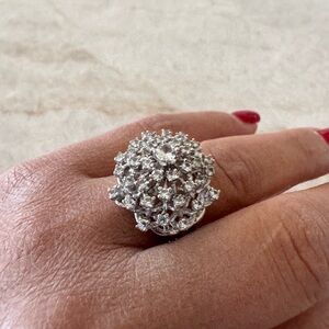 Diamond and 14k white gold cocktail ring